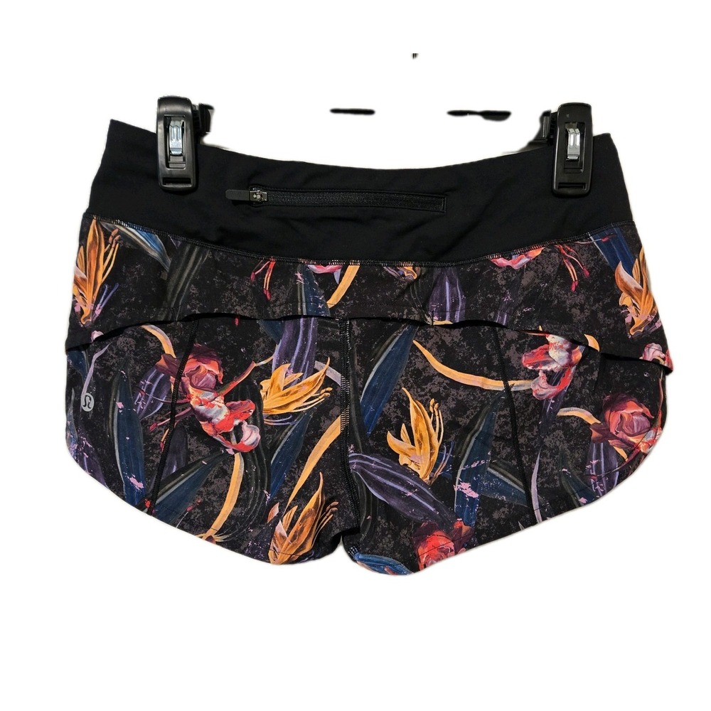 Lululemon Speed Up Shorts Low Rise Floral And Black With Liner 2.5 Inseam Size 4 - Picture 5 of 5